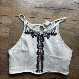 Wet Seal White Black Embellished Crop Tank Top